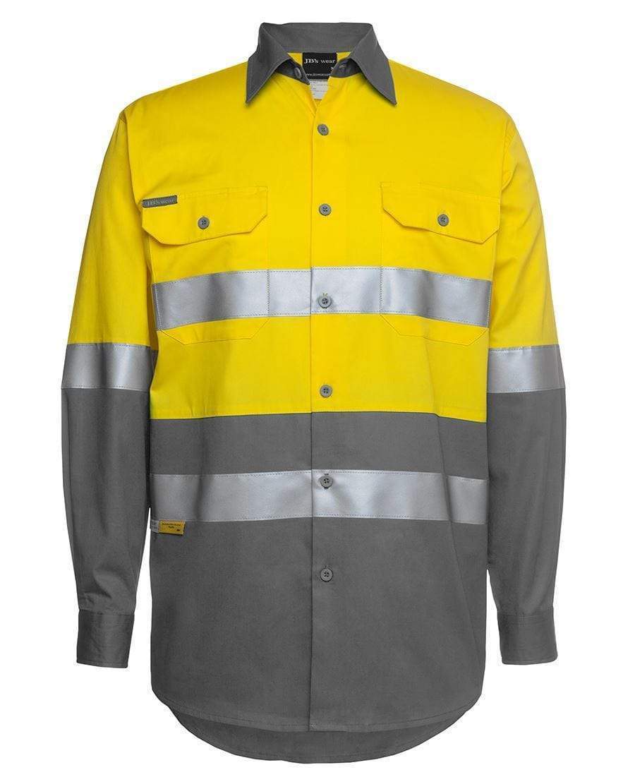Jb's Wear Work Wear Yellow/Charcoal / 3XS JB'S Hi-Vis Long Sleeve Work Shirt 6DNWL